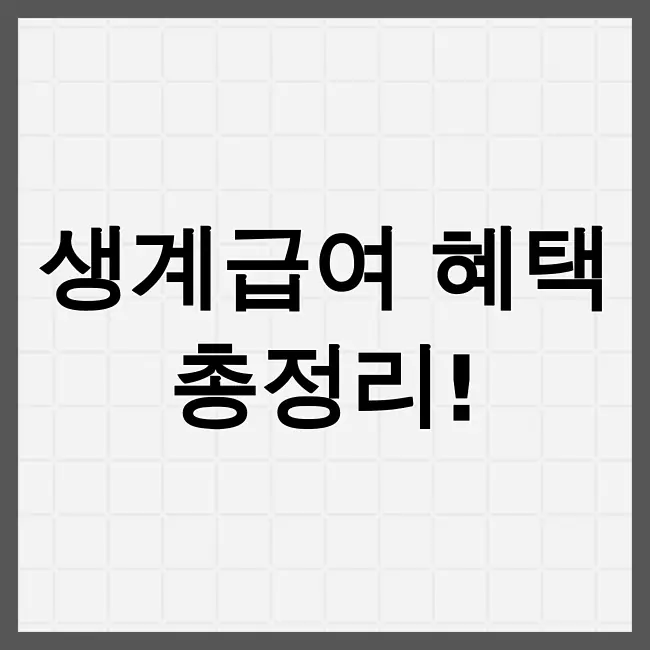 기초생활수급자 생계급여