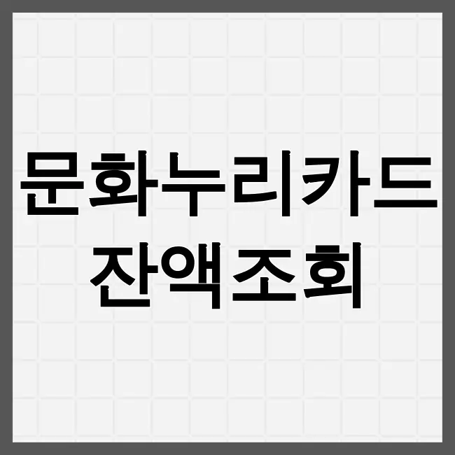 문화누리카드 잔액조회
